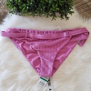 Bikini Lab Belted Hipster Bikini Bottom Ribbed NWT